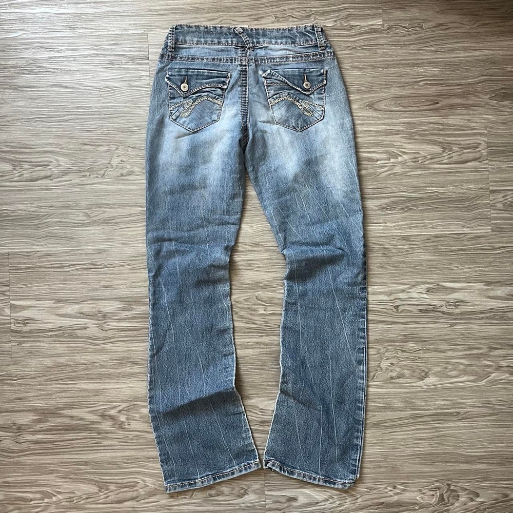 Mossimo Supply Co Women Bootcut Jeans Blue Distressed Low Rise Y2K Size 7